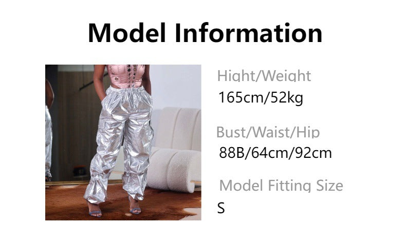 Solid color three-dimensional pocket pleated workwear pants
