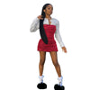 Shirt Stitching Leather Skirt Pleated Fake Two-piece Punk Dress