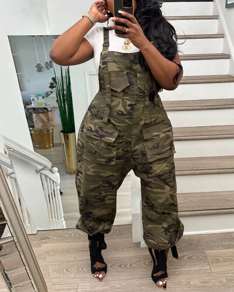 Loose Camouflage Overalls Jumpsuit