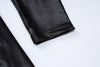 Faux Leather Pleated Long Sleeve Dress