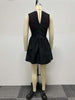 Colored Waist Cut Out Fluffy V-neck Skirt