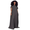 Denim Loose Deep V Open Back Dress