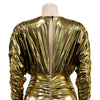 Solid color gilded long sleeved pleated short skirt dress