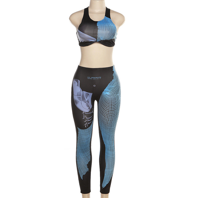 Digital Printed Sleeveless Slimming Set