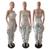 Hot stamping new personality street hip-hop nightclub two-piece set
