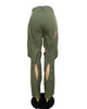 Contrasting Color Thread Stitching Hollow-out Design Casual Pants
