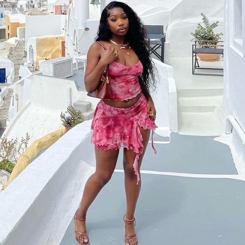 Sleeveless Split Skirt 2PC Set