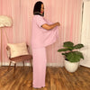 Tree Pattern Pleated Fabric Short Sleeved Shirt Wide Leg Pants Set