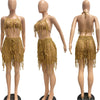 See-through Knitted Hand Crochet Tassel Beach Short Suit