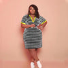 V-neck Striped Loose Dress