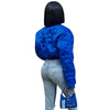 Star embossed thumb button cotton padded warm jacket
