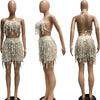 See-through Knitted Hand Crochet Tassel Beach Short Suit