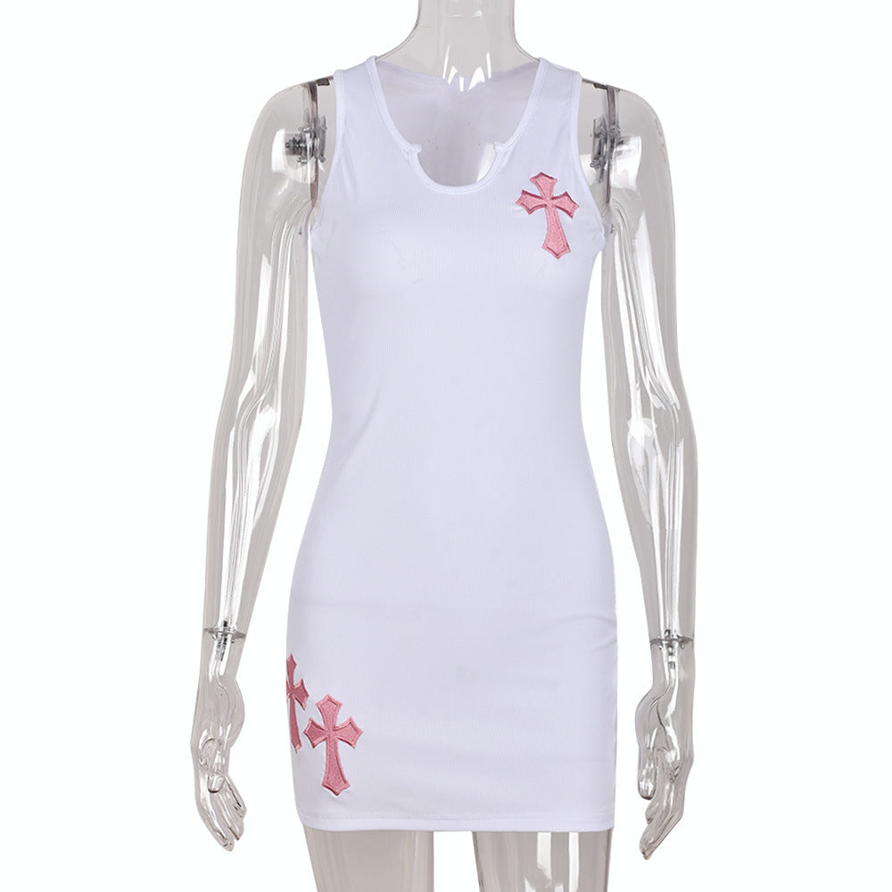 Cross Panel Embroidered Dress