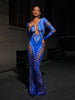 Ripped Skinny Sheath Dress Rhinestone Printed Dress