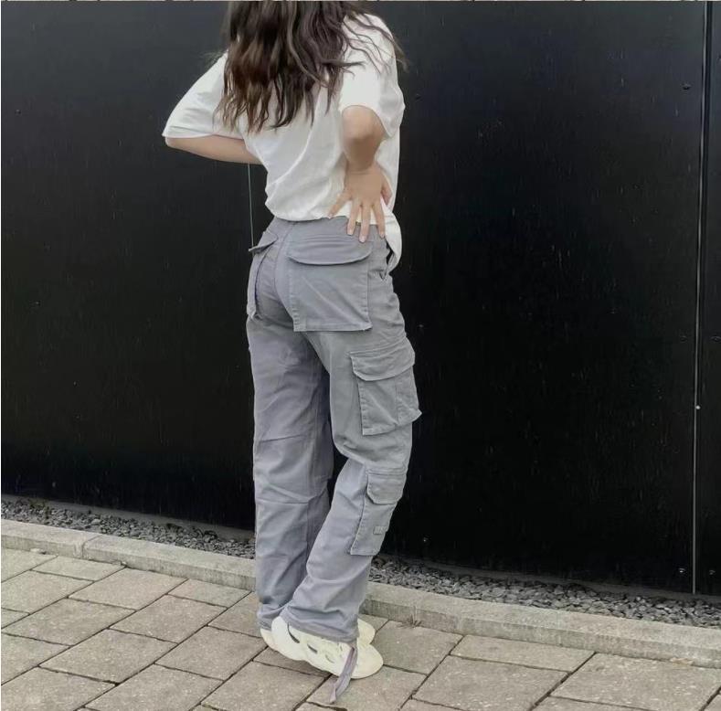 Hip Hop Style Low Waist Multi-Pocket Casual Pants