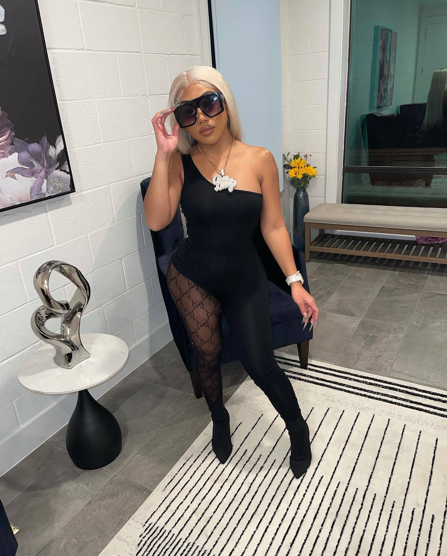 Off-the-Shoulder Stitching Jumpsuit