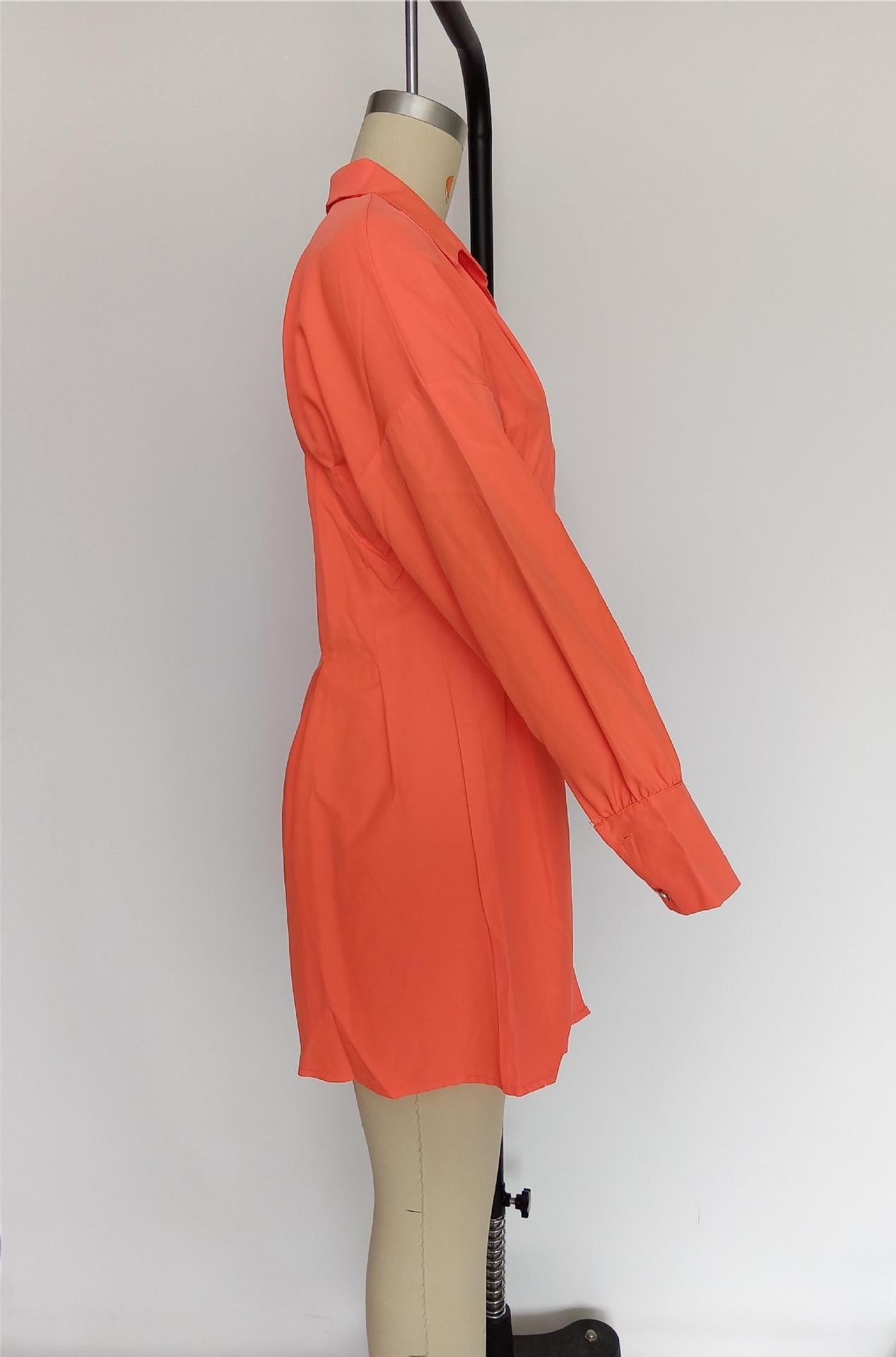 Lantern sleeve waist asymmetric dress shirt skirt