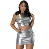 Lace-up Midriff Outfit Top Hip Skirt Two-Piece Set