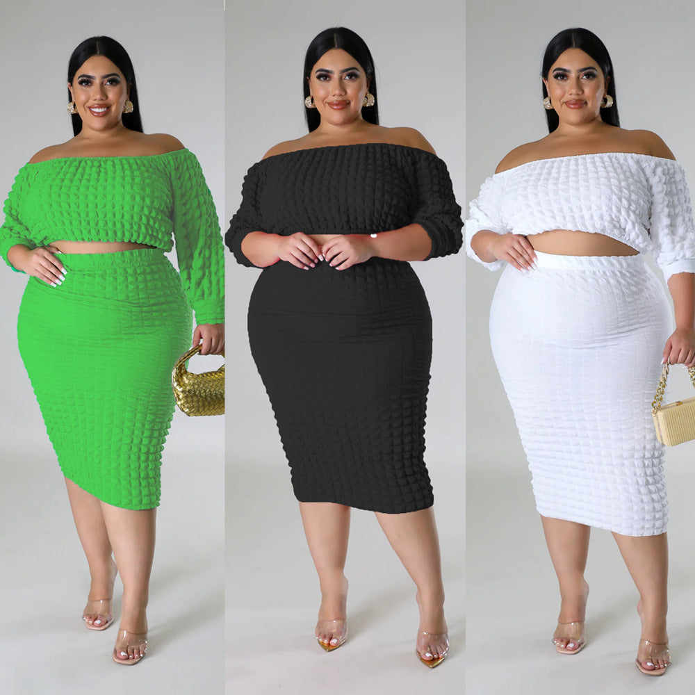 Large One Line Solid Bubbled 2PC Set