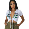 Sexy Cutout Lace-up Navel T-shirt Top