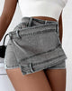 A- line High Waist Irregular Denim Skirt Shorts