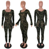 Mesh flocked shoulder jumpsuit