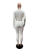 Solid Color Knitted Sweater Sexy Slim-Fit Cardigan 3PC Set