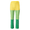 Color Matching Elastic Tight Split Trousers