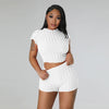 Cropped Shorts Popcorn Bubble Two-Piece Set