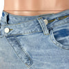 Ripped Diagonal Buckle Stretch Jeans