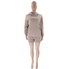 Solid Color Long Sleeved Shorts Hoodie Two-piece Set