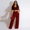 Sleeveless Open Waist Jacket Elastic Waist Wide-leg Pants Suit