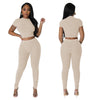 Pit stripe sports round neck tight and navel exposed set