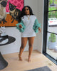 Casual Loose Stitching Mesh Sleeves Solid Color T-shirt Skirt