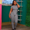 Short-Sleeved Top High Waist Tight Trousers 2pc Set