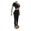 Tassel Trousers Crossed Short Sleeve Two-piece Suit