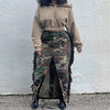 Camo Wash Water Su High Split Skirt