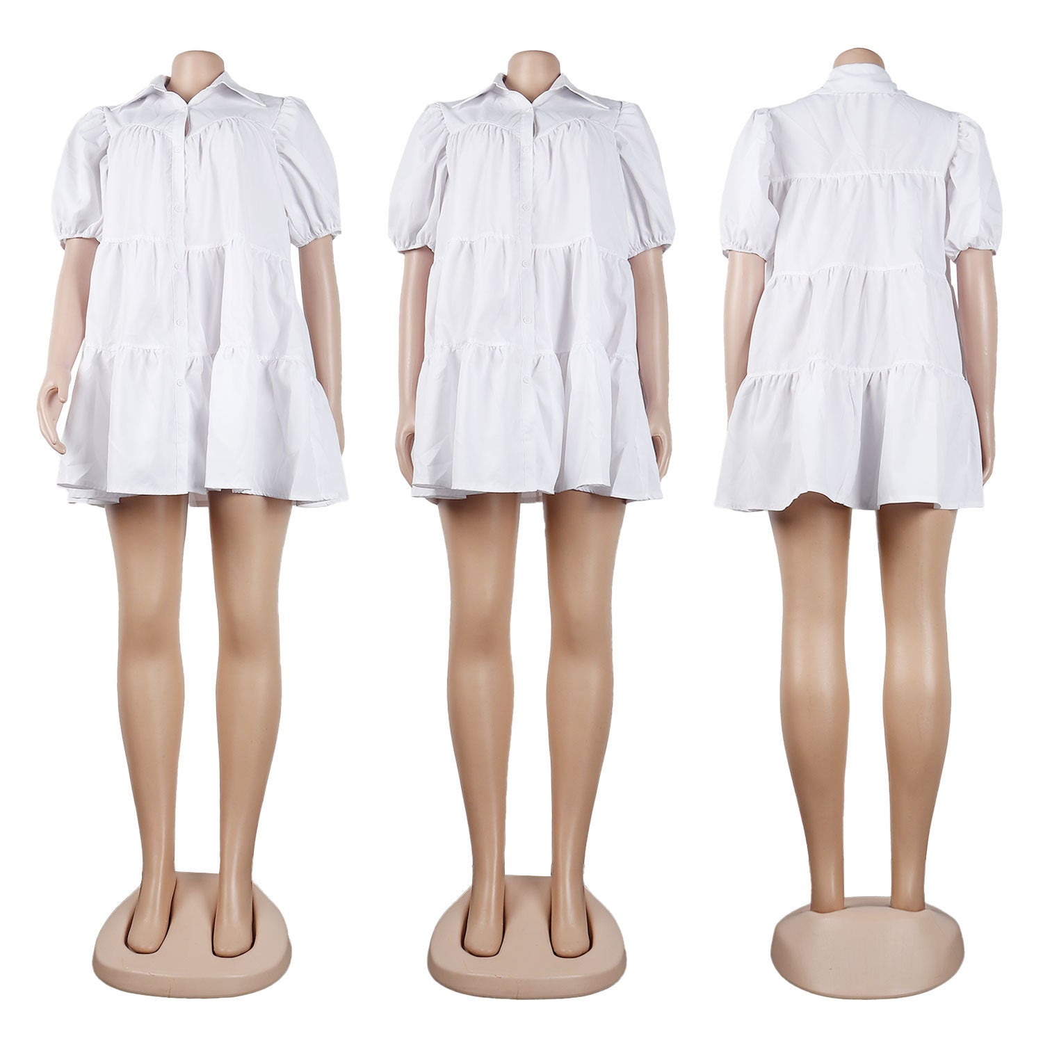 Puff Sleeve Loose Pleated Dress