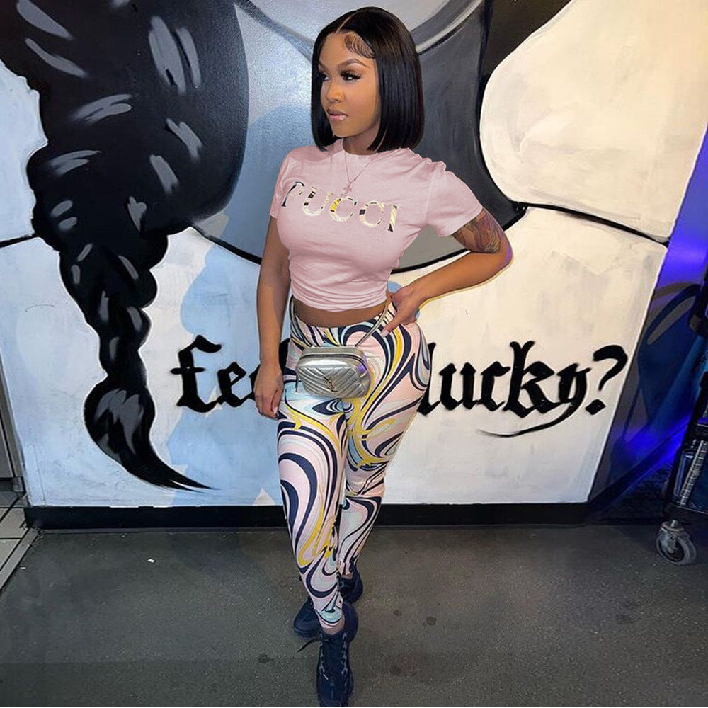 Slim Short-sleeved Trousers Two-piece Set