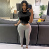 Contrast Color Pocket Top Tight Trousers Sports and Leisure Set