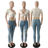 Stretch Distressed Light Blue Jeans