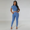 Pit stripe sports round neck tight and navel exposed set
