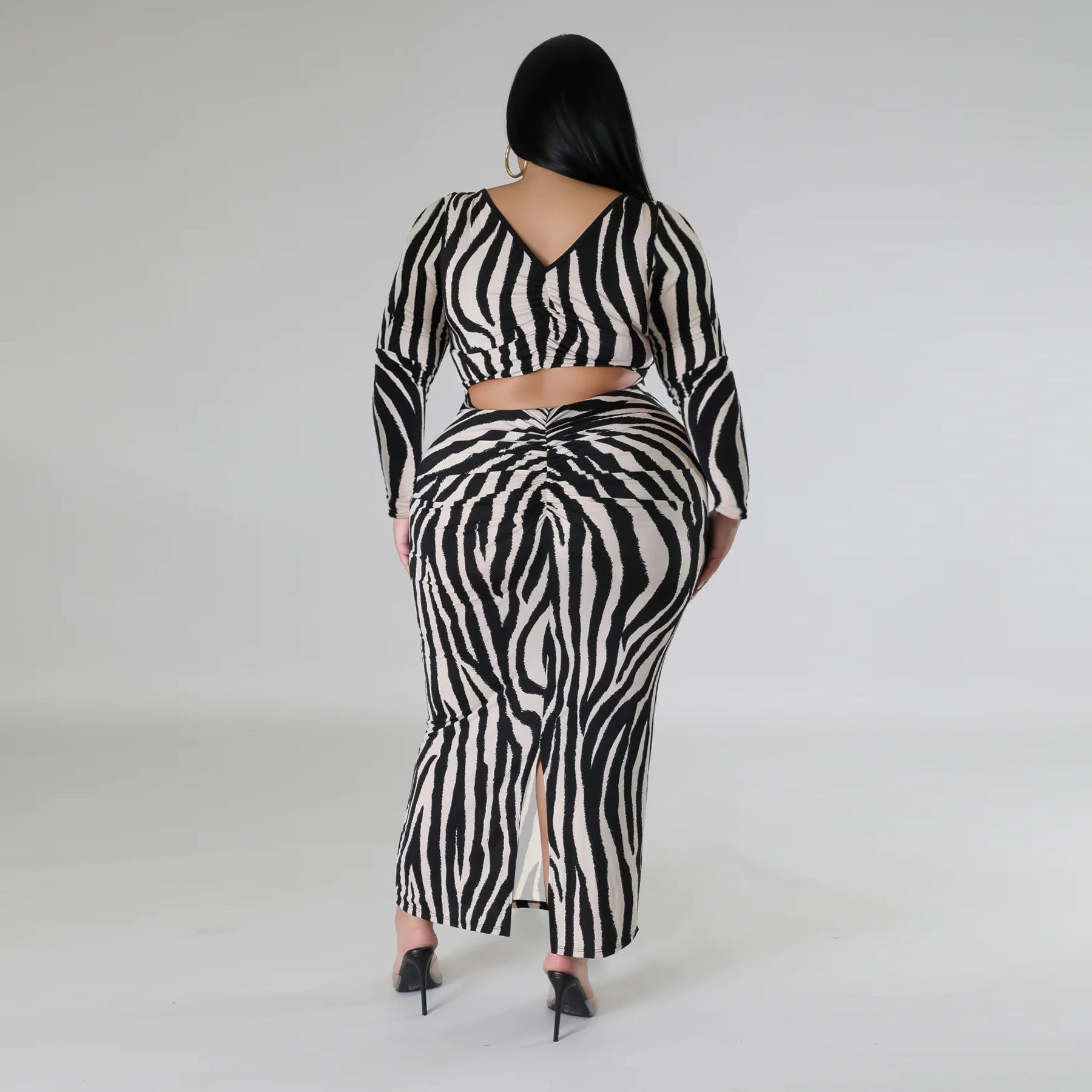Zebra Print Long-sleeved Dress