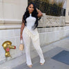 Irregular Tassel Sleeveless Tank Top High Waist Pants Set