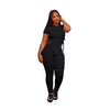 Short-Sleeved Top High Waist Tight Trousers 2pc Set