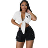 Solid Color Lace-up T-shirt
