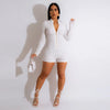 Bubble Zipper Slim Fit Solid Color Long Sleeve Jumpsuit