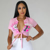 Sexy Cutout Lace-up Navel T-shirt Top