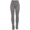 High Waist Black and White Corrugated Hip Lifting Pile Pants