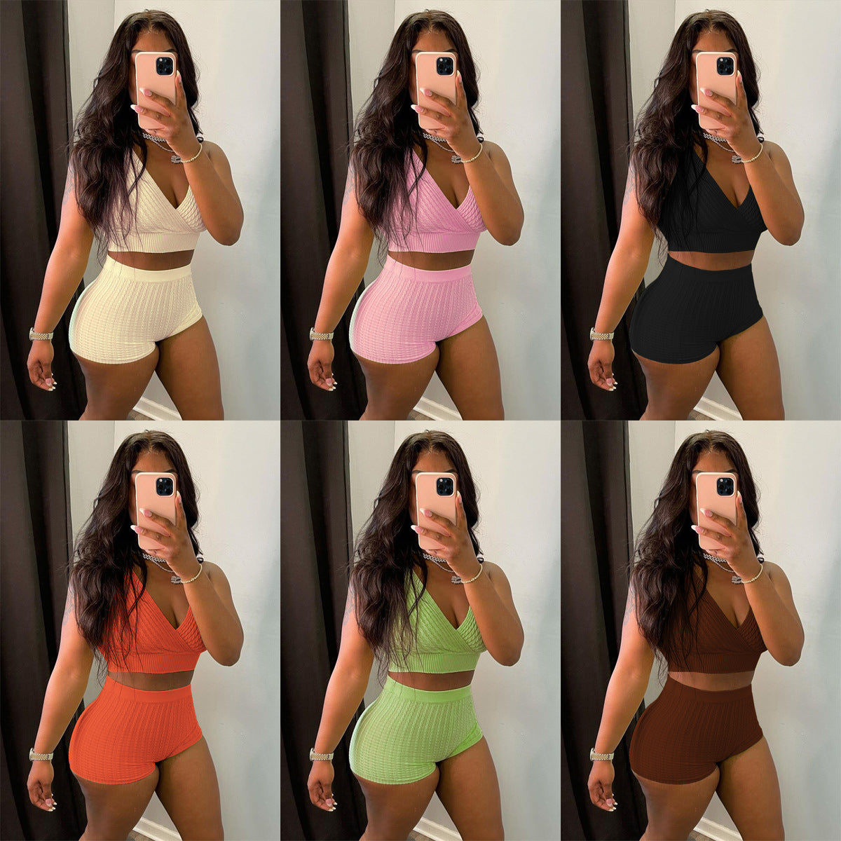 Puff Jacquard Vest Short Set
